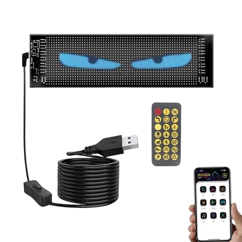 Furtryvl Luz de Ojos de para automóviles, Pantalla LED Flexible programable para Coche, Pantalla LED Flexible programable con Control Remoto de aplicación, Pantalla Flexible con Texto de