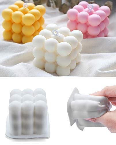 Iceyli 3D Silicone Soy Candle Mold, Overlapping Balls Sphere Mold Handmade Soap Ornament Mold With 50 Candle Wicks And 2 Wooden Candle Wick Holders For Diy Crafts Making Handicrafts Candle Decorations #TOP2