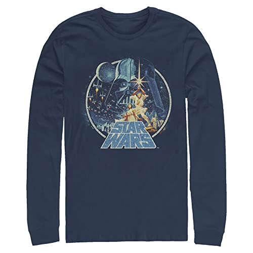 STAR WARS Big & Tall Men's Vintage Victory Tops Long Sleeve Tee Shirt, Navy Blue, Large Tall