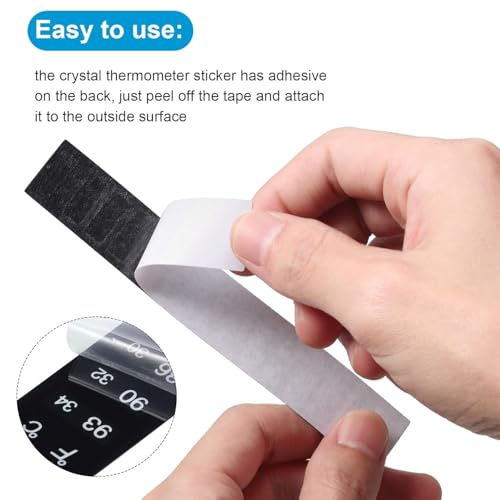 Image of Zonon 48 Pcs Stick on Thermometer Strip for Brewing Fermenting Temperature Sticker Decal Crystal Adhesive 46-93 f (8-34 c) Digital Display Sticker for Wine Beer Aquariums