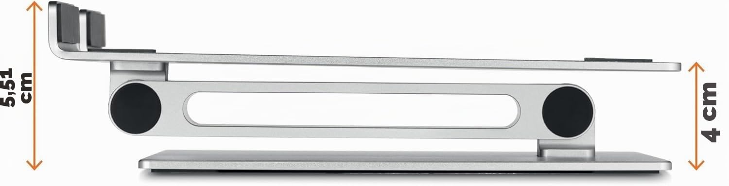 Durable Laptop Ständer Tisch, Notebook Halterung, silber, 505023 | Aluminium Halter fuer 10-17 Zoll Geraete, Tablet Staender, faltbar, stufenlos hoehenverstellbar, rutschfest, stabil
