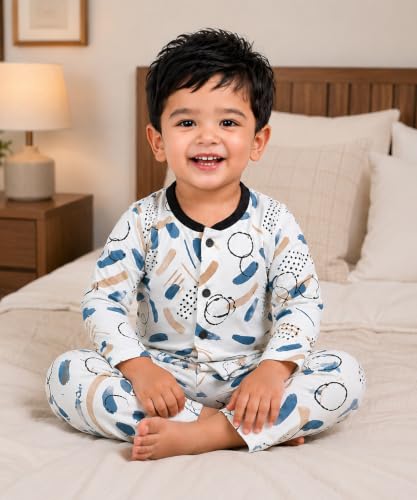Image of 3BROS BodySuit /Dress for Boys /Girls Full Pajama & Casual Full Sleeves Night Suit Top Combo Kids Set