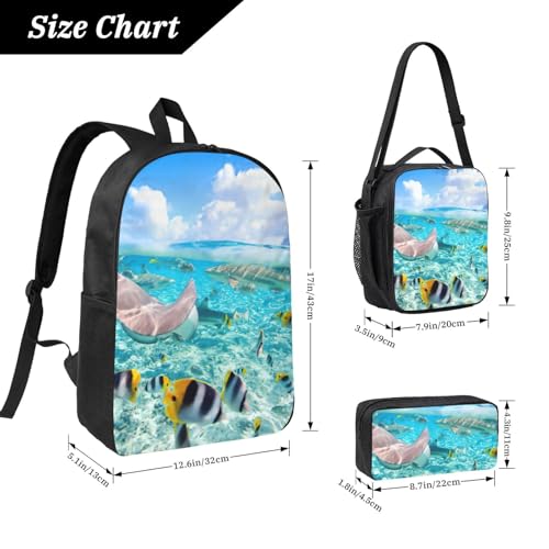 Mochila escolar de peces de 3 piezas EdWal con estampado multicolor ligera y funcional 4