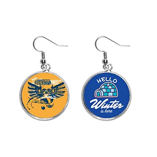 Pendientes calavera azul naranja de diseño asimétrico graffiti con alas llamativas