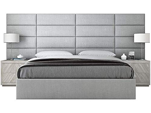 VANT Paneles de Pared con Tapizados - Paquetes de 4 - Fácil de instalar - Cabecera Gemelo - Tamaño Gigante (Algodón Tejido Gris Niebla, 76cm Ancho)