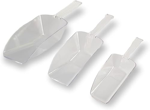 Handy Housewares Juego de 3 cucharas de cocina de plástico transparente para anidar, perfecto para cereales, avena, café, azúcar, polvo (3 juegos)