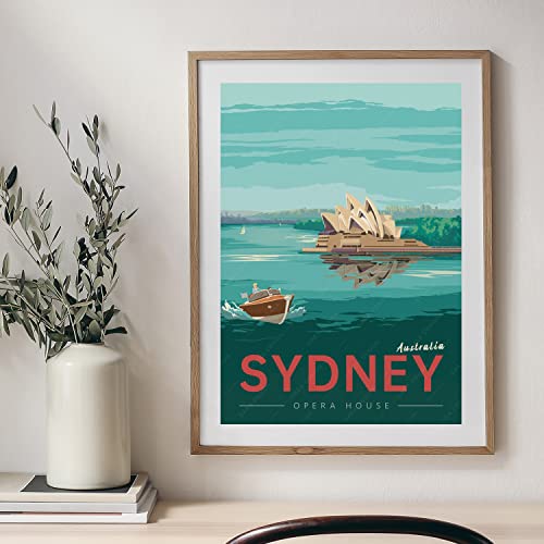 Gaeaverse Australia Sydney Opera House World City Landscape Paintings Vintage Travel Poster Retro Wall Stickers Art Print Painting Home Decoration (12X18 Inch) #TOP4
