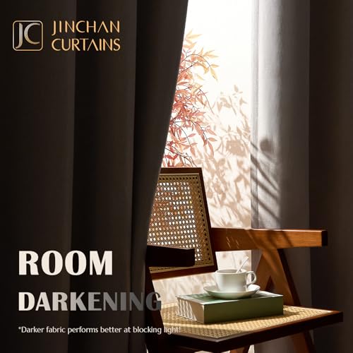 jinchan Room Darkening Curtain 84 Inch Length Beige Curtain for Bedroom Living Room Drape 1 Panel Texture Grommet Top Window Treatment 72 Inches Wide by 84 Inches Long - Image 4