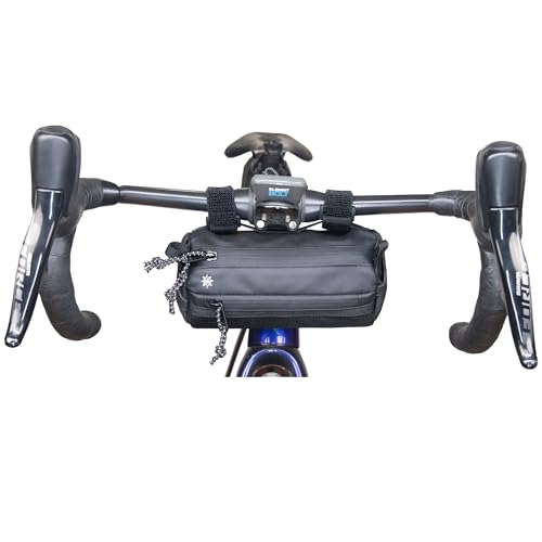 Lumiere & Co. Fahrrad-Lenkertasche – Robust, in verschiedenen Größen und Farben erhältlich – Doppelte elastische Riemen, Clips und Klettverschluss (Schwarz, Klein)