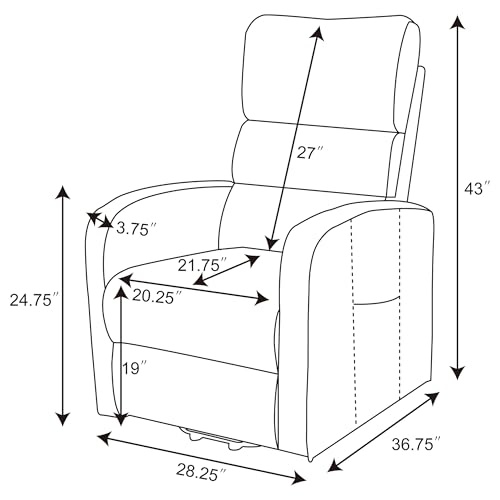 Sillón reclinable negro con almacenamiento lateral miniatura 3