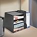 File Rack File Holder Organizer 4+2 Tier, PVC Document Mail Sorter Holds Files Books Envelopes Letter Trays(Black)