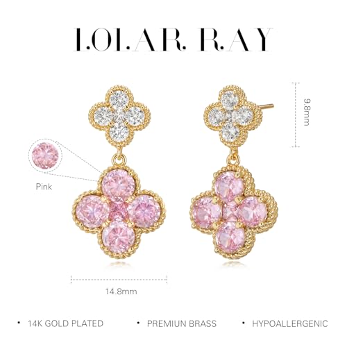 LOLAR RAY Birthstone Stud Clover Earrings for Women - October Pink by LOLAR RAY - Used condition - Image 4
