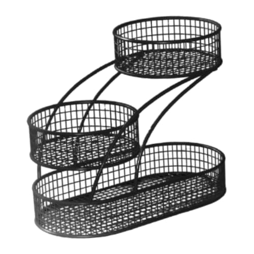Frutero de 3 niveles con elegante estructura de hierro negro y diseño de almacenaje práctico 8
