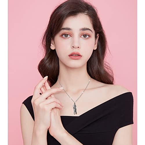Flyow Hug Couple Necklace S925 Sterling Silver Hugging Necklace Anniversary Jewelry For Him And Her,Lover Valentines Day Gift #TOP4