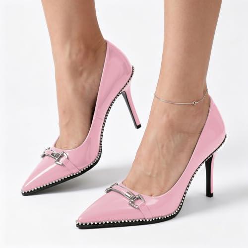 Image of Women's High Heel Pumps Stiletto Heel Pumps for Women Pointed Toe Heels Elegant Classic 3.5 Inch Beaded Pumps