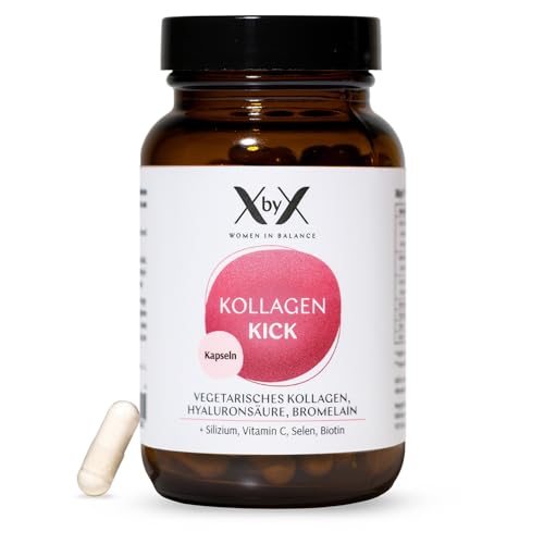 XbyX Kollagen Kick Kapseln | 45 Portionen | Vegetarischer Premiumkollagen Komplex | Typ 1 5 und 10 Kollagen | Aus Deutschland