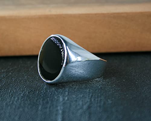 925K Silver Mens Ring-Handmade Mens Ring-Onyx Stone Ring-Signet Ring Mens-Jewelry Gift For Mens-Silver Rings For Men- Men Onyx Wedding Ring #TOP1