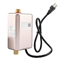 Tankless Water Heater - 3000W Mini Electric Instant Water Heater Under Sink with LCD Display for Home Kitchen Washing US Plug 110V, 7.87 x 4.13inch Wall Mounted (Gold) 30-55?