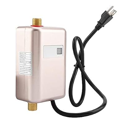 Tankless Water Heater - 3000W Mini Electric Instant Water Heater Under Sink with LCD Display for Home Kitchen Washing US Plug 110V, 7.87 x 4.13inch Wall Mounted (Gold) 30-55?