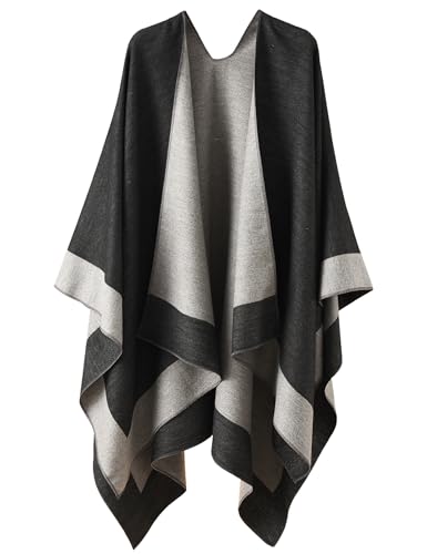 YnimioAOX Women's Shawl Wrap Poncho Sweater Open Front Cape for Fall Winter