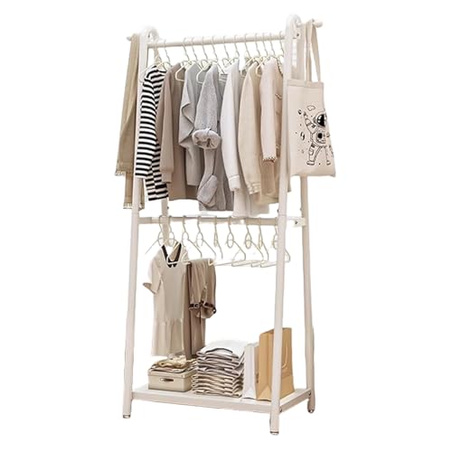 Porte-vêtements sur pied en métal avec double étagère à chaussures
