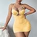 Women's Sexy Bodycon Mini Lingerie Dress with Panty Set Sheer Mesh V Neck Bodysuit Loungewear Swimsuit for Women Yellow XX-Large