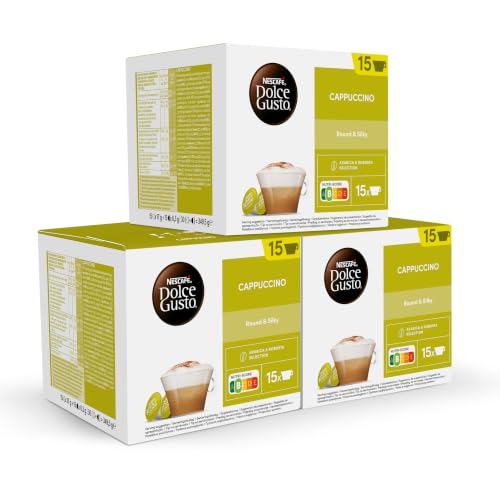 NESCAFÉ Dolce Gusto Cappuccino - Cápsulas de Café, 90 Cápsulas (3 x 30) - 45 taza de café - Clásico Italiano - Originales para cafeteras Dolce Gusto