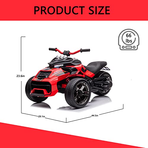 Image of 24V Ride On Toys for Kids 4-8 Kids' Electric Motorcycle 3 Wheeler ATV