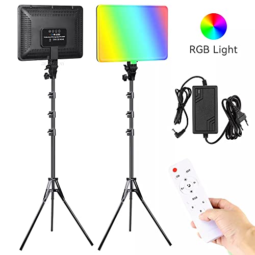 Image of GiftMax RGB Camera Light Photography Video Soft Light Panel for Studio Photography 50w Led, 3000k-6500k 2000lm with 7ft Stand (16 inch RGB Camera Light & 7ft Stand Pack -1)