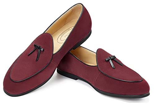 Image of Journey West Men's Suede Leather Belgian Loafers for Men Slip-on Casual Penny Casual Loafers