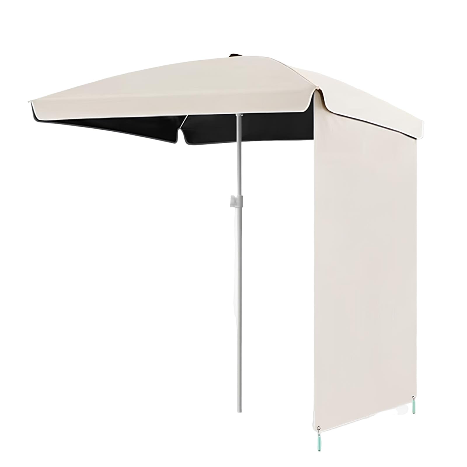 Ombrellone da Spiaggia 200 X 125 Cm, UPF 50+ Ombrellone Rettangolare Altezza Regolabile, con Borsa da Trasporto per Cortile, Terrazza E Balcone(White)