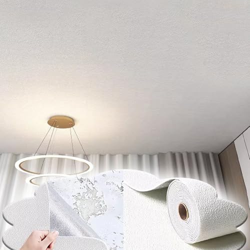 Vibeo Azulejos Adhesivos Azulejos Largos para Techo Interior Autoadhesivos, Baldosas Adhesivos de PVC Impermeables, Contacto Recortables para Falsos Techos y Paredes(White,50 m)
