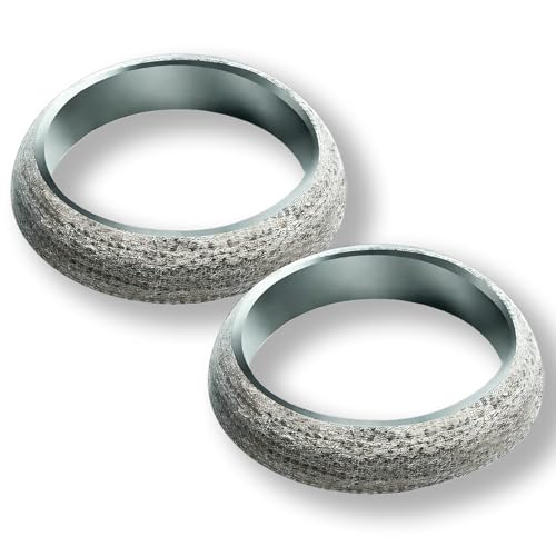 Image of ID 1.9in /48mm Car Exhaust Manifold Gasket, 2Pcs Exhaust Muffler Flange Gasket, Automotive Graphite Muffler Connector Replacement for Most 1-7 /8 inch OD Car Pipes