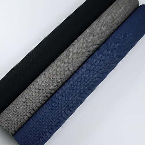 Image of KCS 3 pc of 15 inch x 18 inch(38cmx45cm) Counted Cross Stitch Cotton Aida Cloth Needlework Rolled Fabric Box,14CT,Navy Blue+Dark Grey+Black