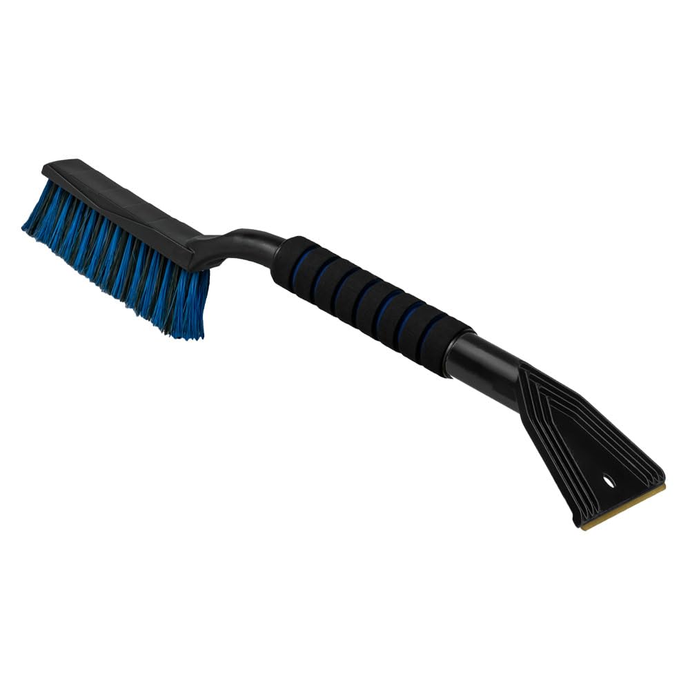 ToM PaR Brush and Scraper, 2-in-1 Snow Brush and Ice Scraper, Ergonomic, Warm Soft Touch Handle, Scratches No Car Windows, Cold-Resistant Plastic, Length: 65 cm, Blue