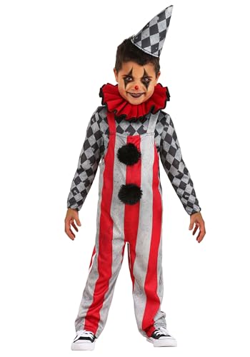 Fun Costumes Wicked Circus Clown Costume for Boys Shirt, Overalls, Collar, Hat - 2T - Multi-Colored