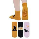 Zando Women's Cozy Anti Slip Soft Fuzzy Thick Winter Socks - Halloween Pumpkin Pattern, One Size