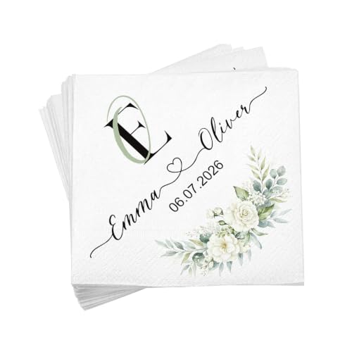 Lezakaa Custom Napkins Personalized Wedding Napkins with Names and Date