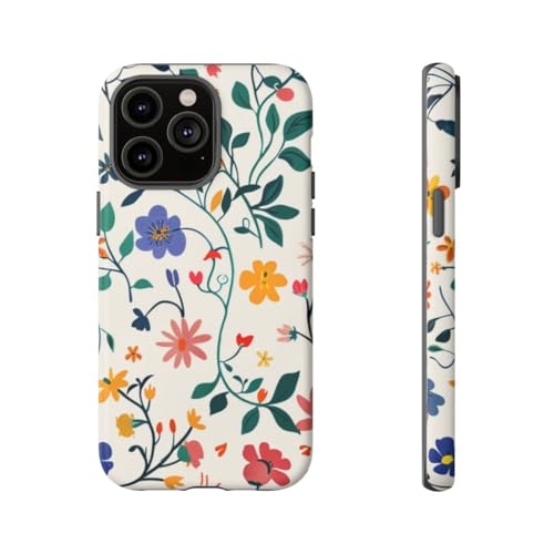 Coque rigide mate iPhone 14 Pro Max motif floral coloré lierre