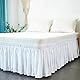 Bettrock zum Umwickeln Bettvolant,Ruffled Solid Bed Rock 200x200/180x200 Wrap Around Style, Elastische Bett Wrap Ruffled mit Plattform Bett Rock 38/45cm Drop (Color : White, Size : 150 * 200+45cm)