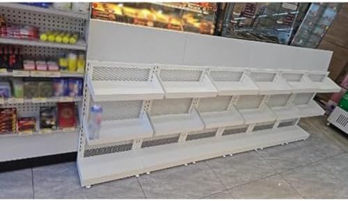 Multi-Functional White Display Rack for Countertop - Food & Fruit Organizer, Chip Shelf, Versatile Storage Solution for Stores, 21.6" Size, Ideal for Retail and Kitchen Use