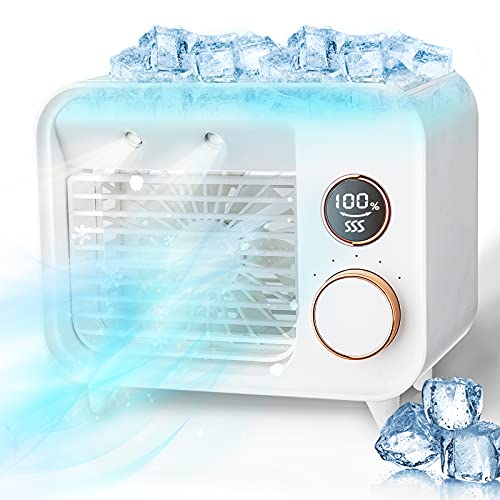 Portable Air Conditioner Fan, Usb Personal Mini Air Cooler With 3-Speed,Rechargeable Air Cooler Fan,Portable Desk Cooler Fan With Night Light For Sleeping,Exercise,Office,Outdoor #TOP16