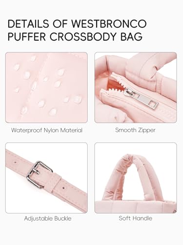 WESTBRONCO Small Puffer Crossbody Bags for Women Mini Tote Bag, Puffy Nylon Shoulder Purse, Womens Quilted Handbags4