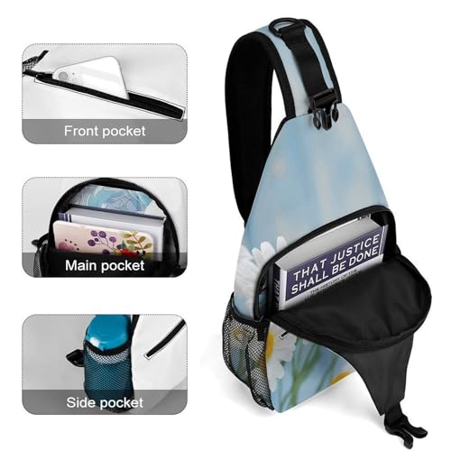 Bolsa de hombro con margaritas de primavera transpirable y multifuncional 4
