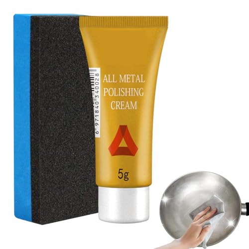 Limpiador de Metal y Aluminio,Crema de Pulido de Metal,Pasta de Pulido de Metal,Pulido Removedor óxido con Cepillo,Pasta Pulidora Multifunción para Acero Inoxidable,Crema para pulir Metales