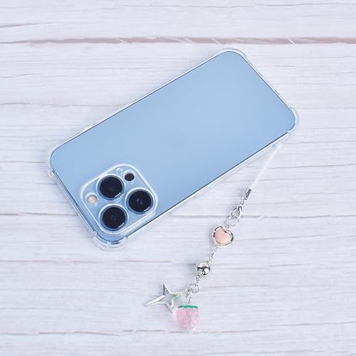 Ruittos 4PCS Cute Phone Charms Aesthetic Y2K Cellphone Charms Strap Pink Strawberry Butterfly Star Charm Y2K Accessories for Phone Bag Keychain Airpods Camera Pendants Decor (Style 1, 4) - 4