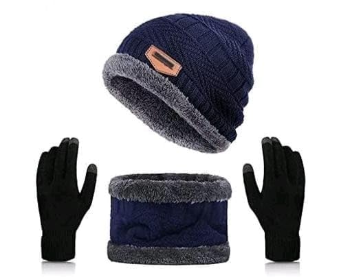 Image of Men's Woolen Cap with Neck Muffler /Neck Warmer Set