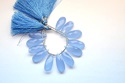 Quartz calcédoine bleue du Pérou 10x25mm briolettes taillées pour bijoux haute joaillerie