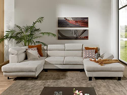 Bestmobilier - Bilbao - canapé d'angle panoramique - avec têtières réglables - 7 Places - Gauche Cover