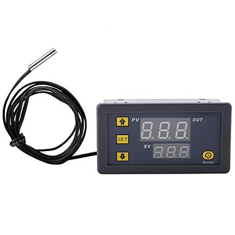 Arceli 12v 20A W3230 LCD Cyfrowy Zegar W3230 Cyfrowy Regulator Temperatury Termostat Miernik 12V 24V 220V Cyfrowy Termostat Termostat Przełącznik Czujnik z Wyświetlaczem(12V red and blue display)